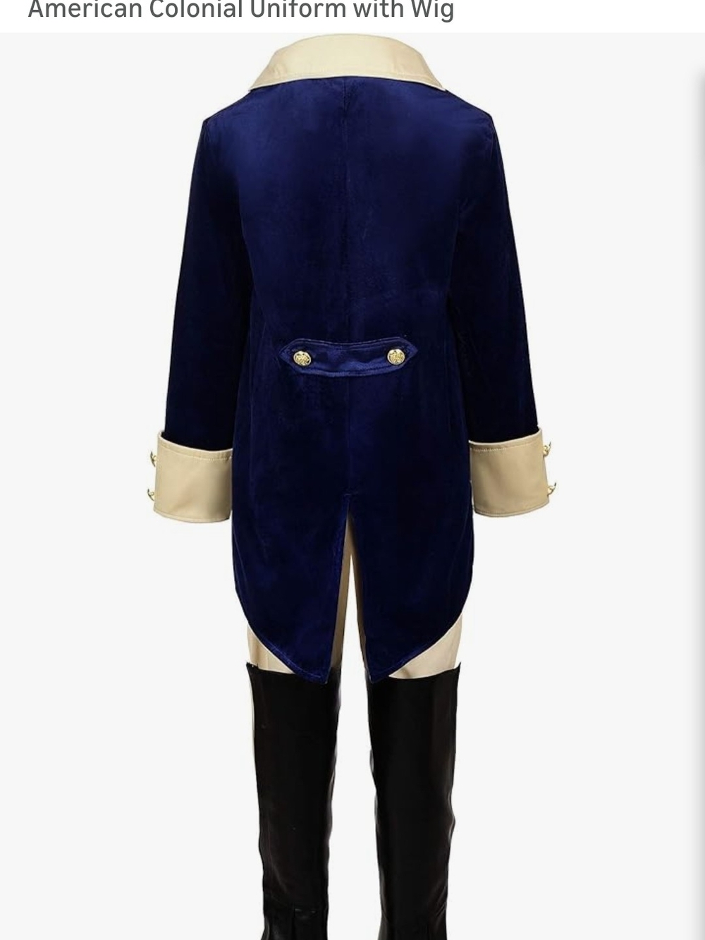 Classic Colonial Boys' Costume in Navy and Cream with White Wig - Picture 2 of 16